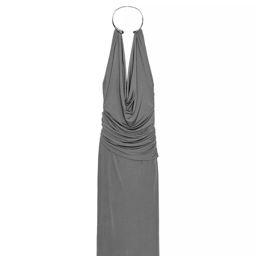 Long Draped dress with Jewel collar